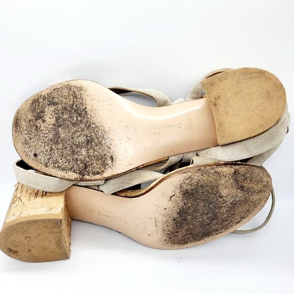 Gianvito Rossi Janis Beige Suede Wrap-Around Sandals Women's Size 7 (US) 37.5 - Picture 8 of 10